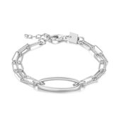 Twice As Nice Armband in zilver, open ovaal, ovale gehamerde schakels 16 cm+3 cm