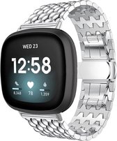 Bandje Voor Fitbit Versa 3 / Sense Vis Stalen Schakel Band - Zilver - One Size - Horlogebandje, Armband
