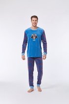 Woody pyjama jongens/heren - blauw - wasbeer - 212-1-PLC-V/858 - maat XL