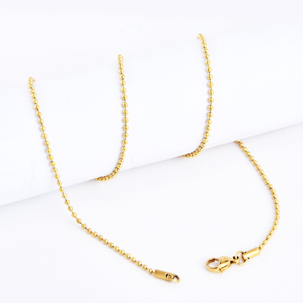 ABkettinkjes - Ketting - Gouden ketting - Bolletjes - Balletjesketting - 3mm - Goud - Gold plated - Verguld - 18K - 50cm