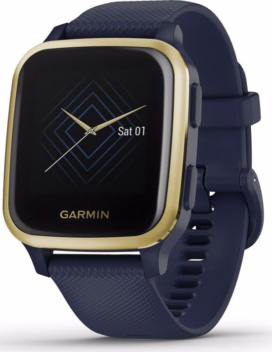 Garmin Venu Sq Music Health Smartwatch - Helder touchscreen - Muziekopslag - 5ATM Waterdicht - Captain Blue/Light Gold