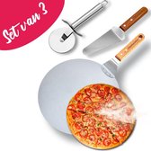 FineGoods® Pizzaschep Set - Pizzasnijder, Pizza Schep & Pizzaspatel - Pizza Snijder - Geschikt voor BBQ