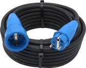 Verlengsnoer - 15 meter - 3G2.5 - Neopreen - IP44 - Randaarde - Blauwe stekkers - Verlengkabel