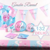 LaVidaLuxe® Gender Reveal Party Pakket - 132 stuks - Baby Shower - Ballonnen Decoratie Feestpakket – Geslachtsbepaling - Babyshower - Boy or Girl -