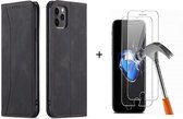GSMNed – Luxe iPhone 11 Pro Zwart – hoogwaardig Leren Pu Hoesje – iPhone 11 Pro Zwart – Design – Met briefgeld vakje – Met Screenprotector