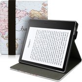 kwmobile case geschikt voor met Amazon Kindle Oasis 10. Generation - E reader cover van kunstleer - In zwart / meerkleurig Travel Wereldkaart design