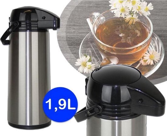 Koffiekan/koffiekan met pomp grijs 1,9 liter