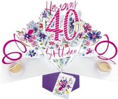 3D Pop-up wenskaart met envelop – Happy 40th Birthday