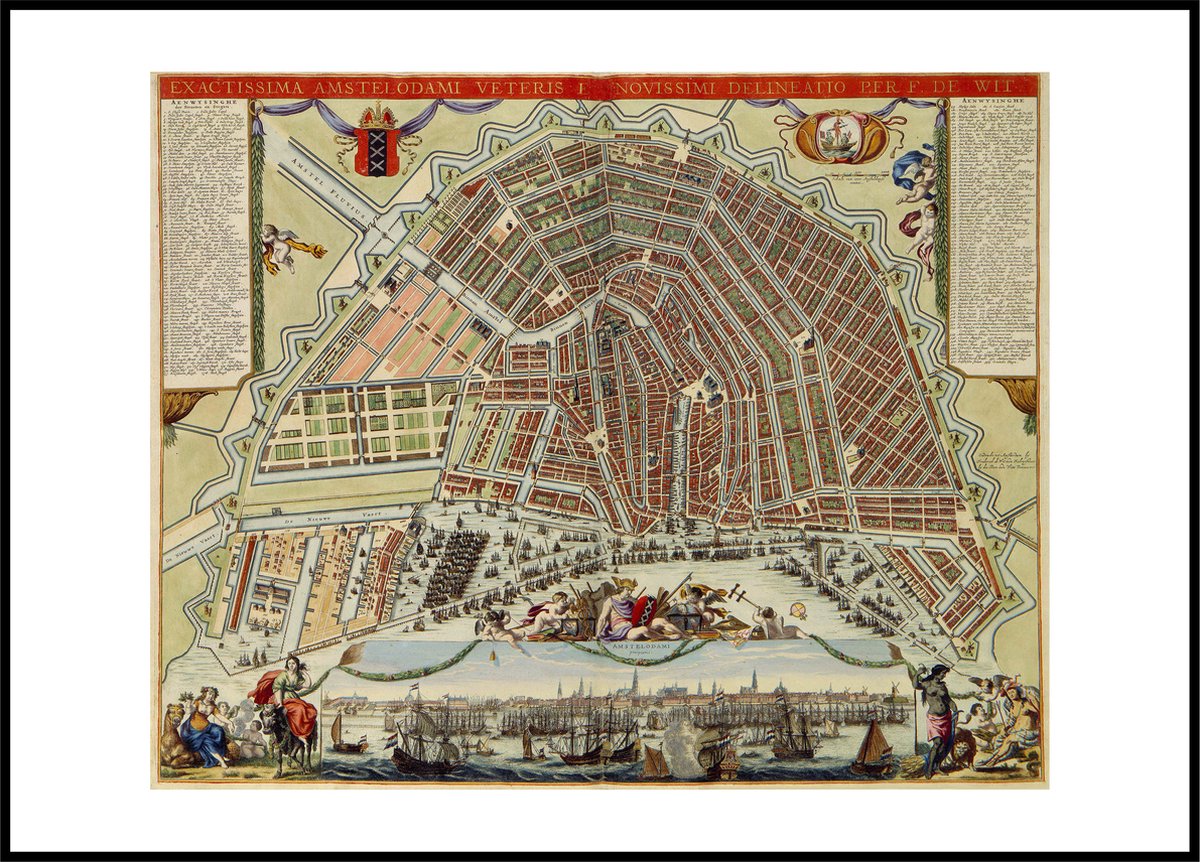 Esque Poster Historische Oude kaart Amsterdam 1688 - Stadsplattegrond - Large 50x70 CM Losse Poster