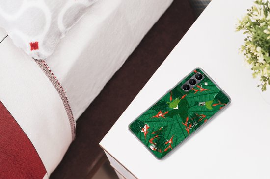 Convient pour coque Samsung Galaxy S21 - Fleurs - Feuilles - Motifs - Coque de téléphone en Siliconen