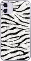 Geschikt voor iPhone 11 hoesje - Dierenprint - Zebra - Wit - Siliconen Telefoonhoesje