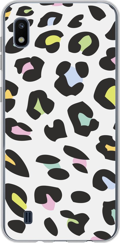 Telefoonhoesje Geschikt voor Samsung Galaxy A10 hoesje - Panterprint - Kleuren - Zwart - Siliconen Telefoonhoesje Telefoonhoesje