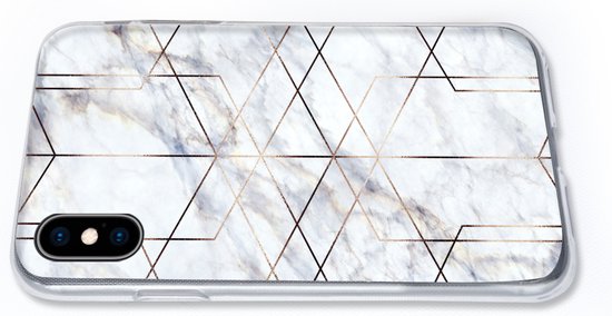Coque pour iPhone Xs - Marbre - Or - Wit - Coque de téléphone en Siliconen