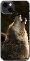 Geschikt voor iPhone 13 hoesje - Wolf - Grijs - Dieren - Siliconen Telefoonhoesje