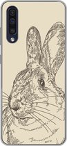 Geschikt voor Samsung Galaxy A30s hoesje - Vintage illustratie van een konijn - Siliconen Telefoonhoesje