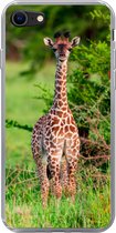 Geschikt voor iPhone SE 2020 hoesje - Baby - Giraffe - Planten - Siliconen Telefoonhoesje
