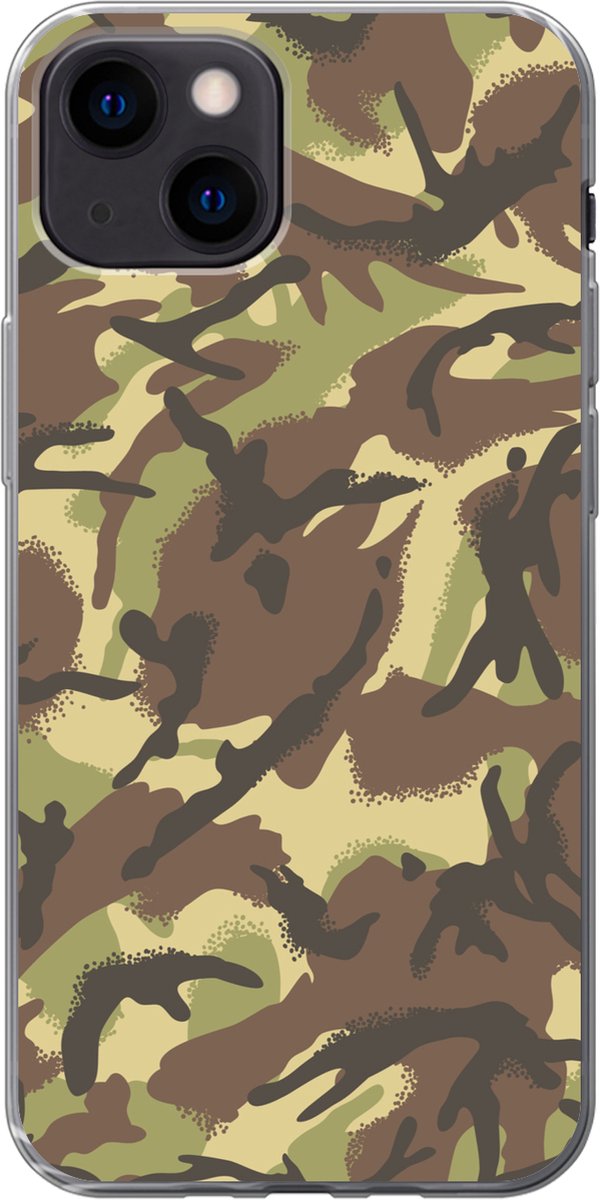 Telefoonhoesje Geschikt voor iPhone 13 mini hoesje - Camouflage patroon in natuurlijke kleuren - Siliconen Telefoonhoesje Telefoonhoesje