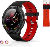Stenlille® Actío Smartwatch Dames & Heren – LIMITED Edition - Smartwatch Zwart met Rood - Smartwatch Android - Smartwatch IOS