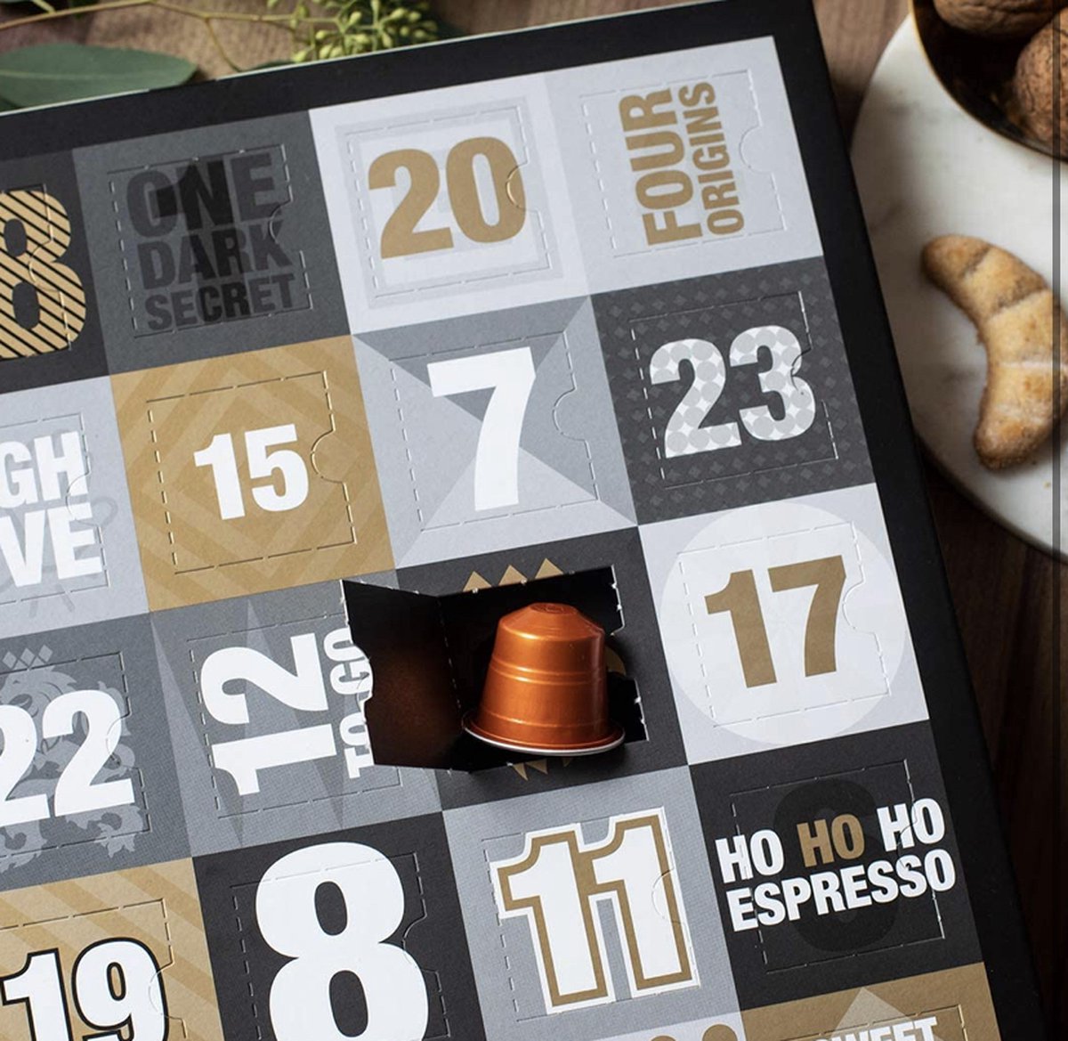 Calendrier de l'Avent en bois H&L Nespresso L'or - 24 capsules de café -  Cadeau de