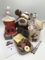 Luxe kerstpakket "Rudolph"|  200 gram mixed kerstchocolade - kerstreep 75 gram - 125 gram smeltchocolade - relatiegeschenk - voor hem - voor haar - bijzondere kerstgeschenkset | 7-delig