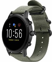 Nylon Smartwatch bandje - Geschikt voor  Fossil Gen 5 nylon gesp band - groen - Strap-it Horlogeband / Polsband / Armband