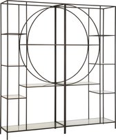 J-Line Rek 2 Delen Cirkel Metaal/Glas Zwart