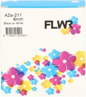 FLWR - Printetiket / TZe-211 / Zwart op Wit - geschikt voor Brother