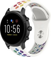 Siliconen Smartwatch bandje - Geschikt voor  Fossil Gen 5 sport band - wit kleurrijk - Strap-it Horlogeband / Polsband / Armband