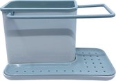 Gootsteen organizer - keuken accessoires - sponshouder - vaatdoekhouder - aanrecht - wasbak - grijs/wit