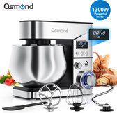 OSMOND keukenmachine Staande Mixers SC-205E, 1300W Mixer Keukenrobot voor Bakken, met 5L RVS Mengkom, Deeghaak, Klopper, Garde (zilver)