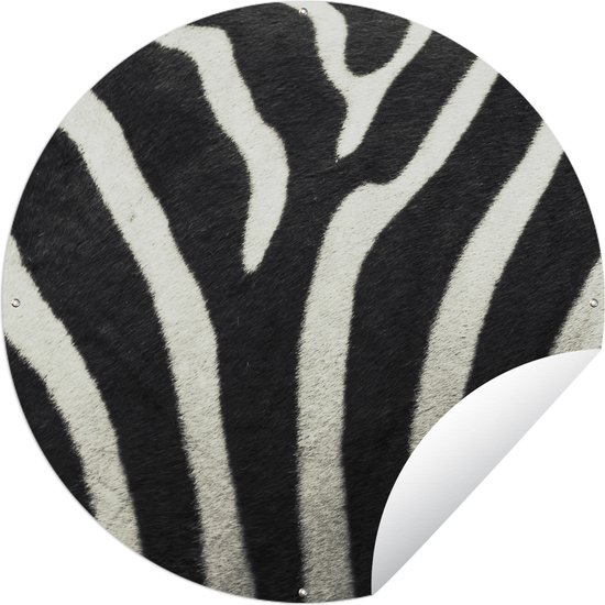 Tuincirkel Dierenprint - Zebra - Zwart - Wit - 60x60 cm - Ronde Tuinposter - Buiten