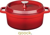 Qoock | Gietijzeren Braadpan | Ø 28 cm | Retro Rood | 5L.