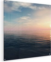 Artaza Glasschilderij - Zee Water Tijdens Zonsondergang - 60x60 - Plexiglas Schilderij - Foto op Glas