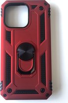 Hoogwaardige Stevige anti shock Magnetische ring back cover case - Geschikt voor iPhone 13 Pro Max - Schokbestendig TPU met stand - Rood (past Alleen 13 Pro Max)