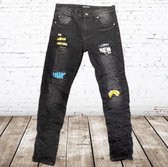 Zwarte jeans met scheuren en aplicaties 96871 -s&C-146/152-spijkerbroek jongens