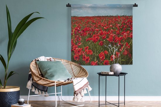 Tapisserie - Tapisserie - Une prairie pleine de coquelicots - 90x90 cm - Tapisserie