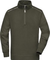 James & Nicholson Solid sweater met rits JN895 - Olijf - XL