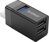 ORICO Mini USB hub met 3 USB-A poorten - 5Gbps - Plug and Play - Zwart