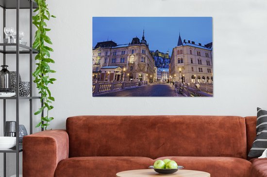 Tableau sur toile Le Triple Pont à Ljubljana - 140x90 cm - Décoration murale Art