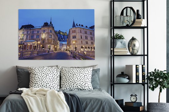 Tableau sur toile Le Triple Pont à Ljubljana - 140x90 cm - Décoration murale Art