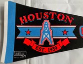 USArticlesEU - Houston Oilers - NFL - vintage Vaantje - American Football - Sportvaantje - Wimpel - Vlag - Pennant - Zwart/Blauw - Logo Oilers - 31 x 72 cm