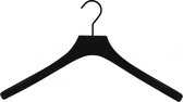 [Set van 5] Luxe matzwart gelakte massief houten kledinghangers / garderobehangers / jashangers / kapstok hangers met een massief zwarte haak en mooie bredere schouders voor jassen