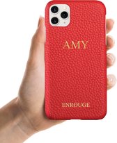 ENROUGE Iphone 11 Pro Max Hoesje Echt Leer + Naam Personalisatie