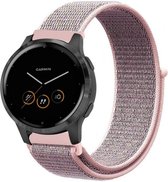 Nylon Smartwatch bandje - Geschikt voor  Garmin Vivoactive 4s nylon band - 40mm - pink sand - Strap-it Horlogeband / Polsband / Armband