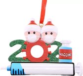 Kerstboom versiering - 2 kerstmannen met mondkapjes - 2022 - Kerstversiering Corona - 9x6 cm - Kerst decoratie – Kerstcadeau - Kersthanger - Quarantaine