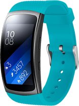 Siliconen Smartwatch bandje - Geschikt voor Samsung Gear Fit 2 / Gear Fit 2 Pro siliconen bandje - aqua - Strap-it Horlogeband / Polsband / Armband