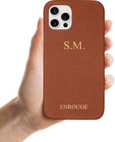 ENROUGE Iphone 12 Mini Hoesje Echt Leer + Naam Personalisatie