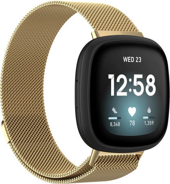 Bracelet milanais Strap-it® Fitbit Versa 3 - or - Dimensions: Taille L.