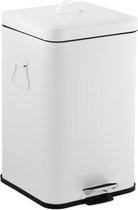 Relaxdays pedaalemmer retro - prullenbak 20 liter - softclose - afvalbak metaal - keuken - wit