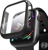 Apple Watch 7 45 mm Hoesje - Case Zwart + Apple Watch 7 45mm Screenprotector - Cover Glas